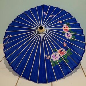 Hand Painted Asian Umbrella Parasol Chinese, Japanese, Floral Pattern